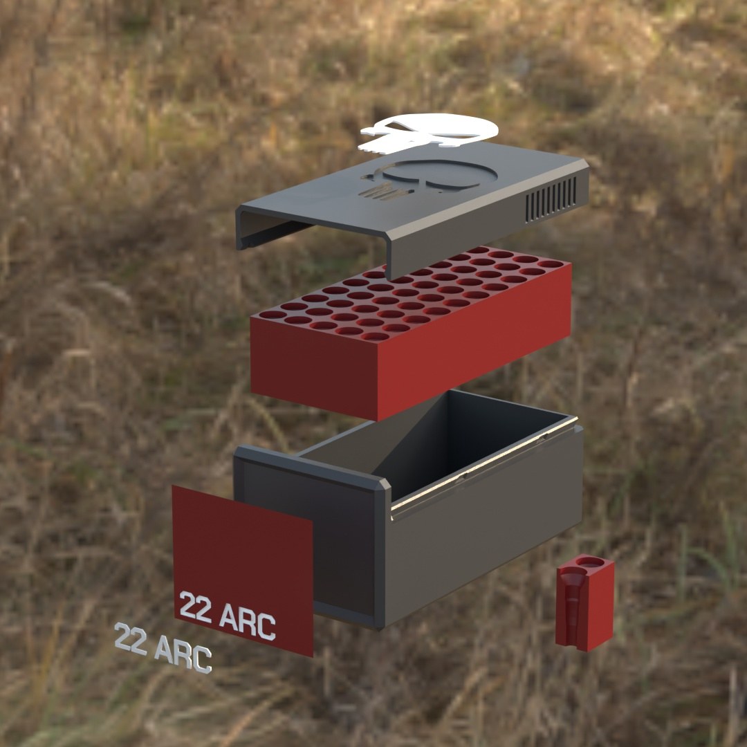 Filamelt Munitionsbox / .22 ARC / ‘Schiebedeckel’ / Patronenbox, Ammo Box