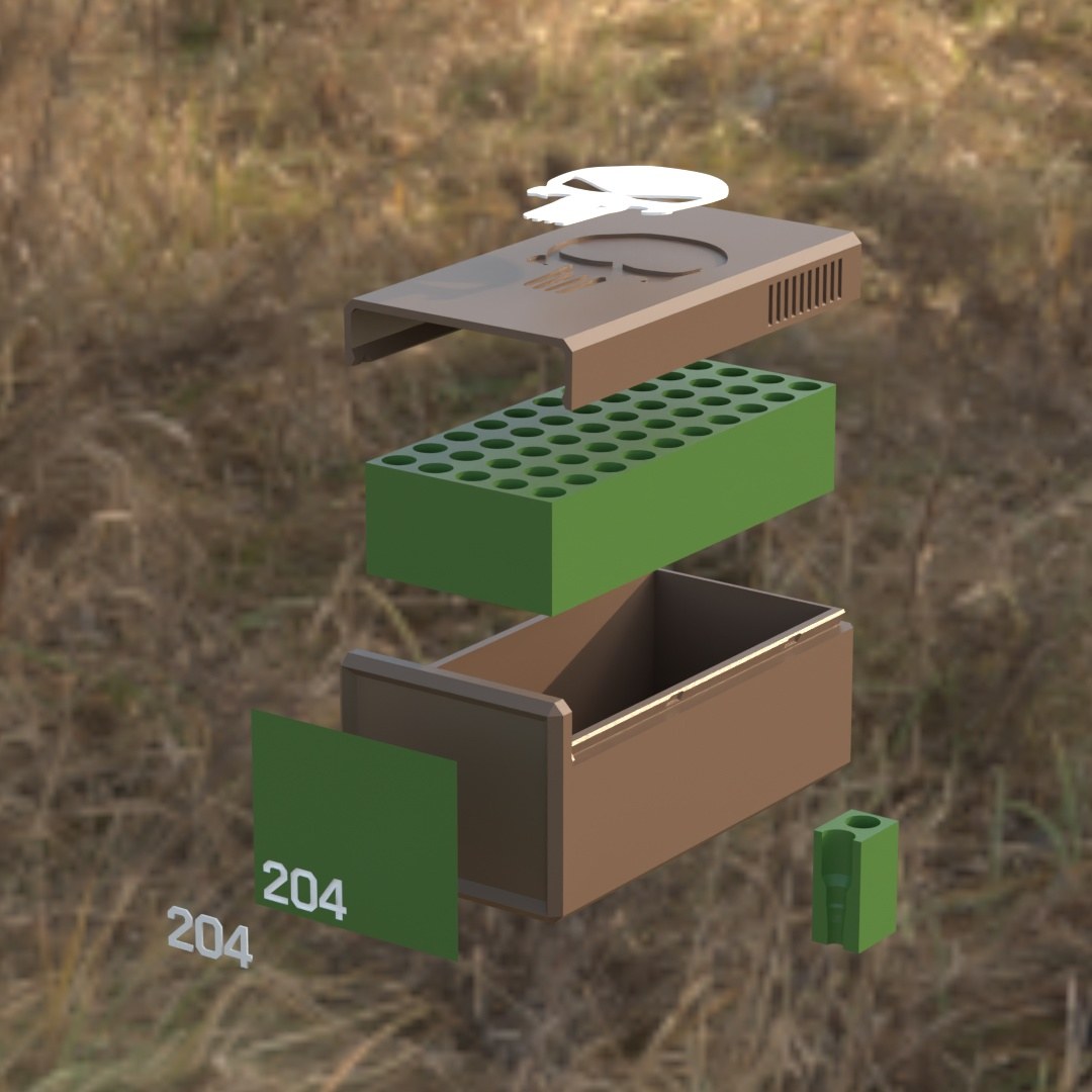 Filamelt Munitionsbox / .204 Ruger / ‘Schiebedeckel’ / Patronenbox, Ammo Box