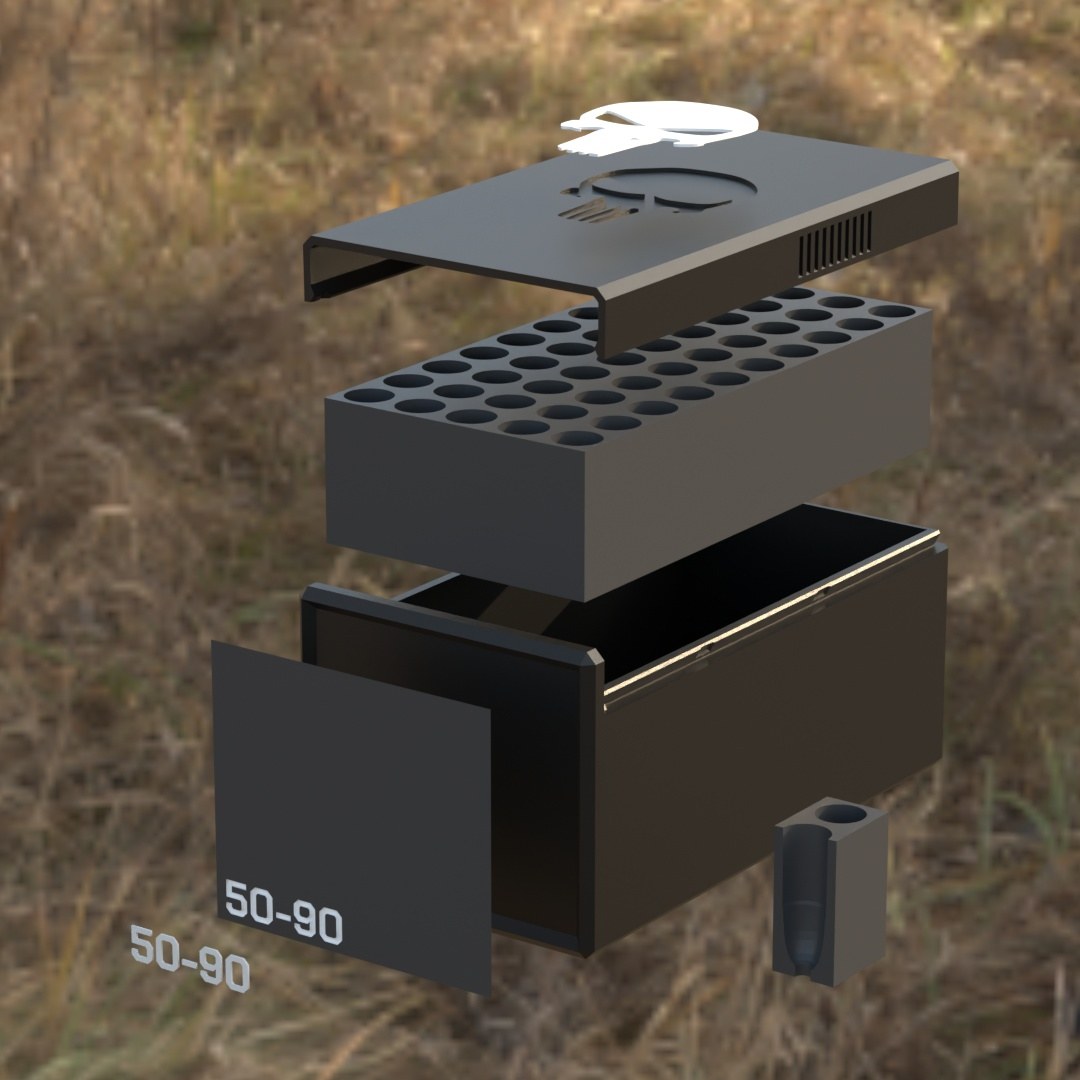 Filamelt Munitionsbox / .50-90 Sharps / ‘Schiebedeckel’ / Patronenbox, Ammo Box