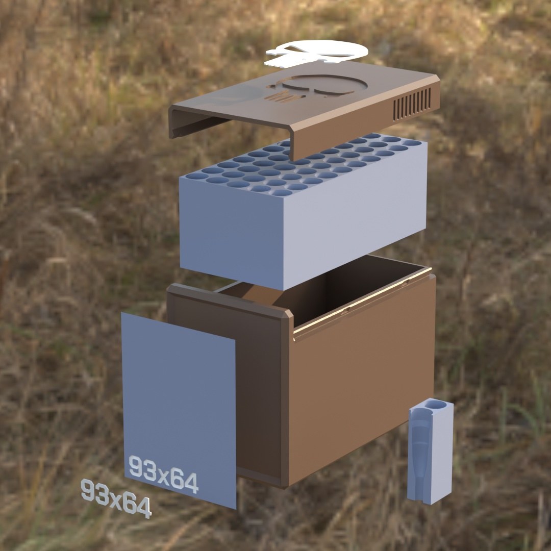 Filamelt Munitionsbox / 9.3x64 Brenneke / ‘Schiebedeckel’ / Patronenbox, Ammo Box