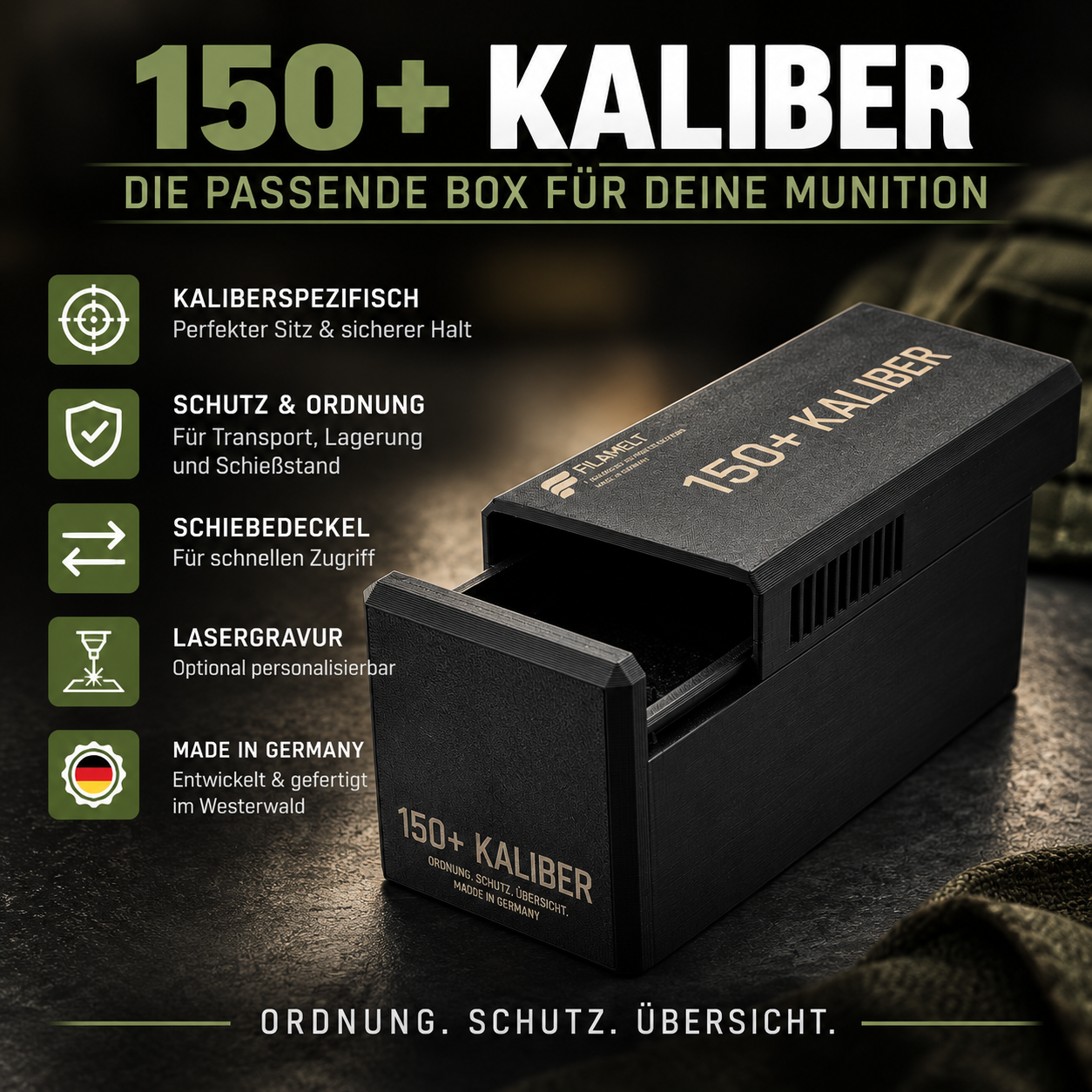 Filamelt Munitionsbox / .223 Remington / ‘Schiebedeckel’  / Patronenbox, Ammo Box