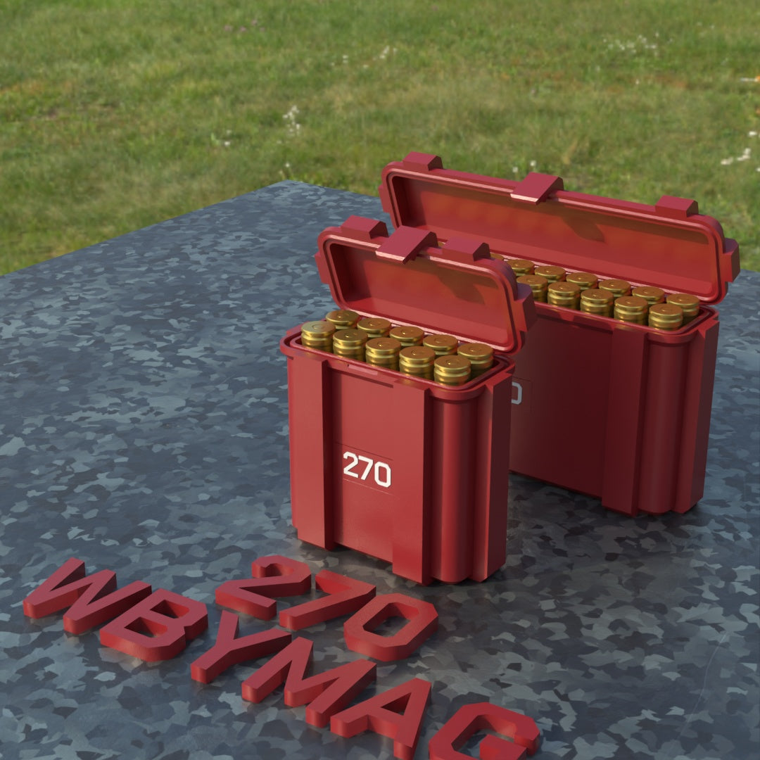 
Filamelt Munitionsbox / .270 Weatherby Magnum / ‘Klappdeckel’  / Patronenbox, Ammo Box
