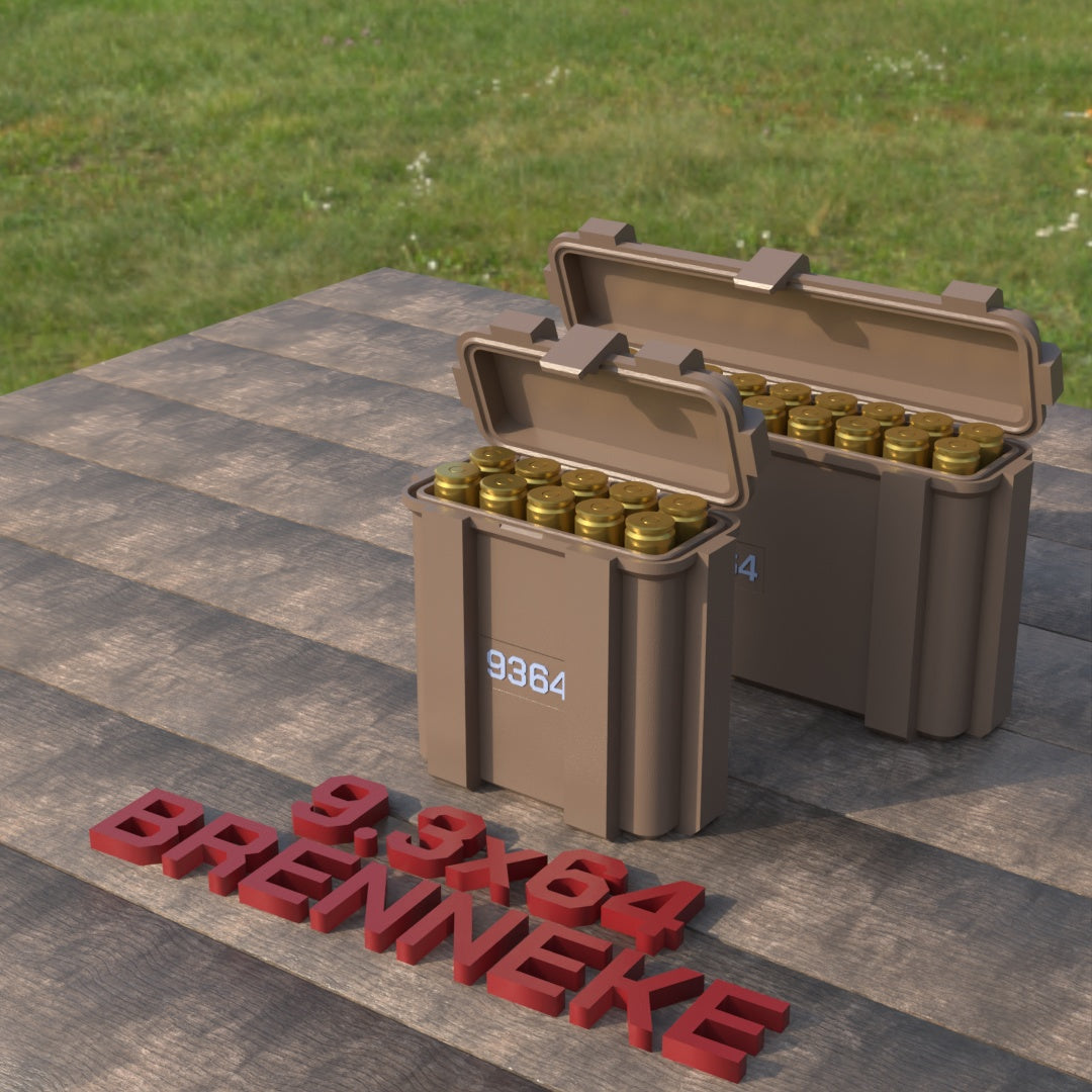 
Filamelt Munitionsbox / 9.3x64 Brenneke / ‘Klappdeckel’  / Patronenbox, Ammo Box