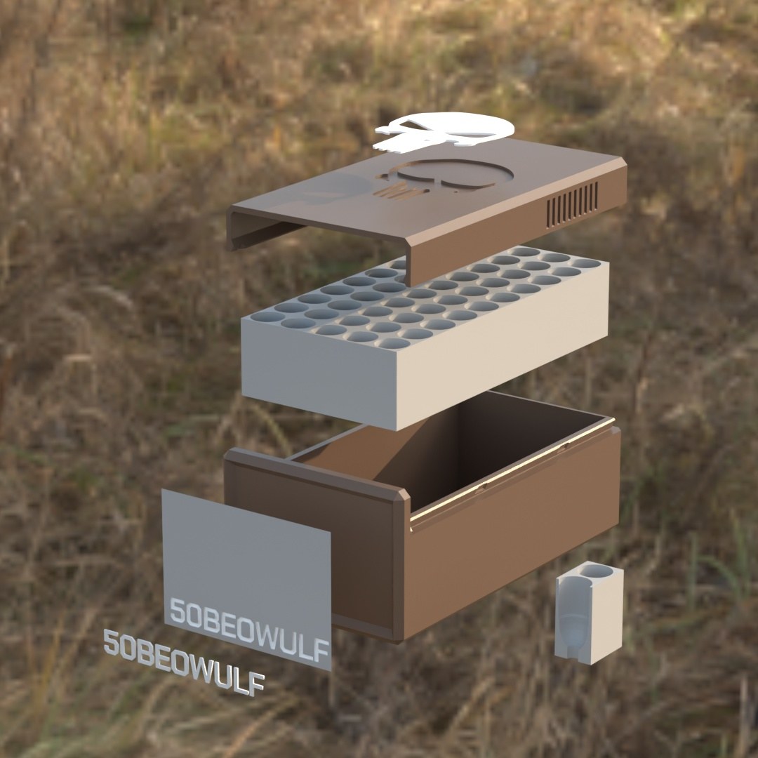 
Filamelt Munitionsbox / .50 Beowulf / ‘Schiebedeckel’  / Patronenbox, Ammo Box