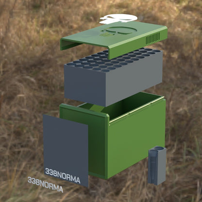 Filamelt Munitionsbox / .338 Norma Magnum / ‘Schiebedeckel’  / Patronenbox, Ammo Box